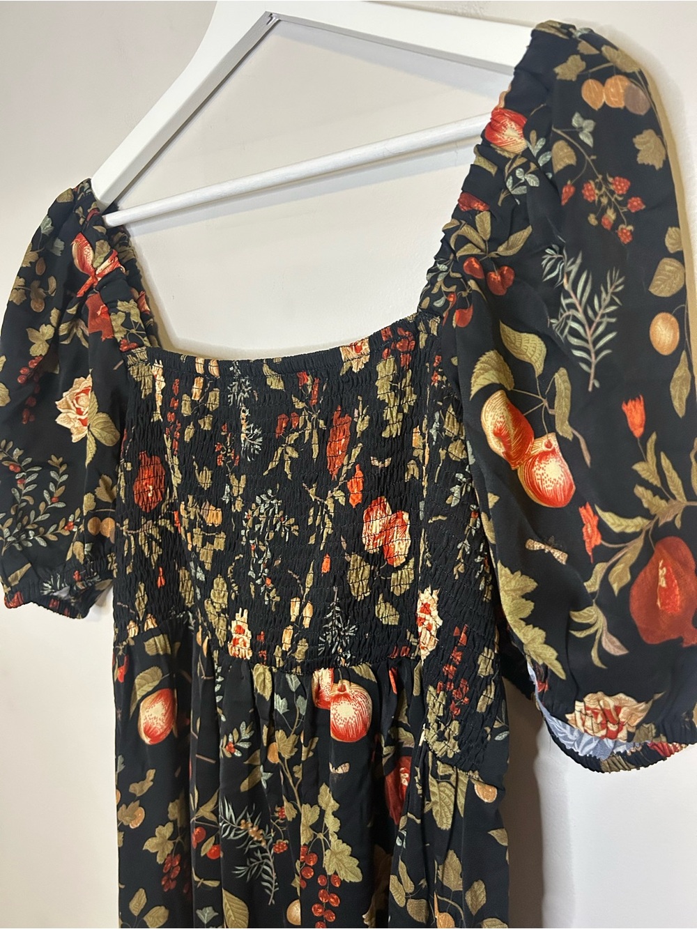 Cider Fruit Square Neck Puff Sleeve Midi Dress Curve & Plus NEW Multicolor - Picture 8 of 13